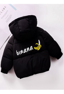 Демисезонная детская черная куртка с капюшоном Банан 